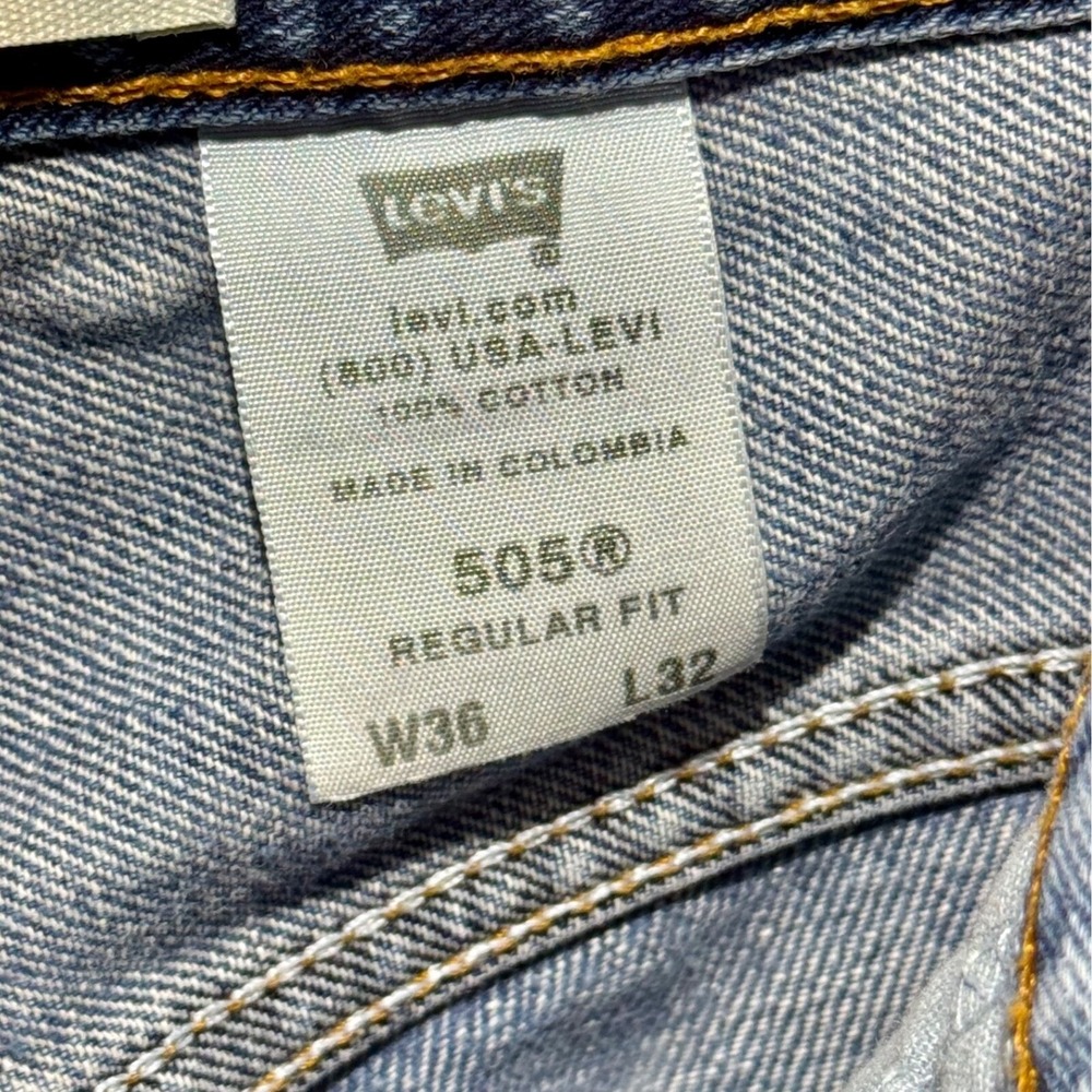 Levis 505 Regular Fit Jeans Light Wash Denim Pants Classic Mens Size 36x32‎ y2k - Picture 5 of 5